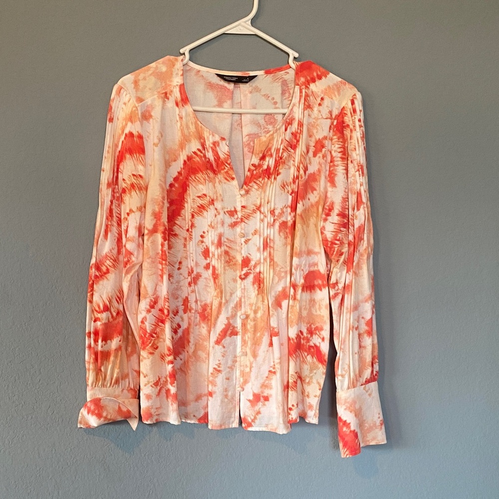 Simply Vera Vera Wang Orange and Cream Blouse
